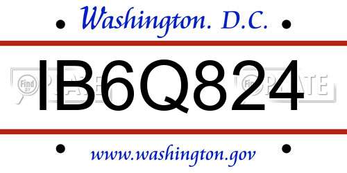 IB6Q824 District Of Columbia License Plate