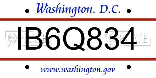 IB6Q834 District Of Columbia License Plate