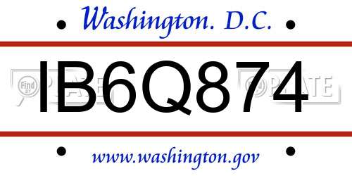 IB6Q874 District Of Columbia License Plate