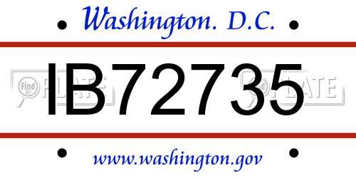 IB72735 District Of Columbia License Plate