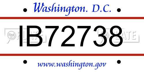 IB72738 District Of Columbia License Plate