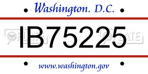 IB75225 District Of Columbia License Plate