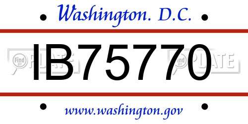 IB75770 District Of Columbia License Plate