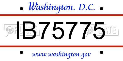 IB75775 District Of Columbia License Plate