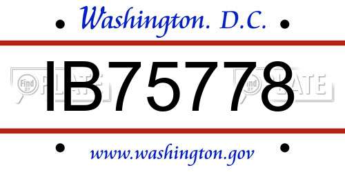 IB75778 District Of Columbia License Plate