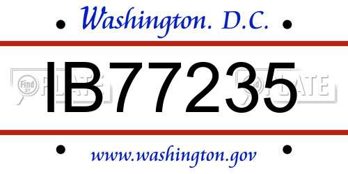 IB77235 District Of Columbia License Plate