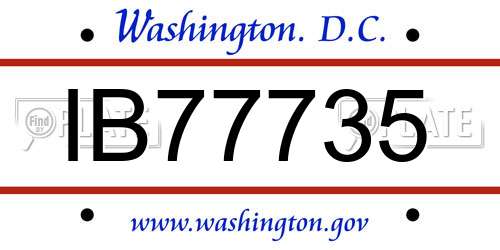 IB77735 District Of Columbia License Plate