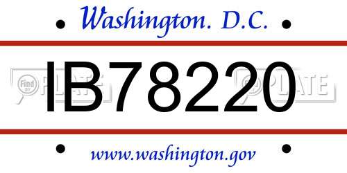 IB78220 District Of Columbia License Plate