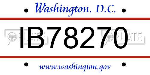 IB78270 District Of Columbia License Plate