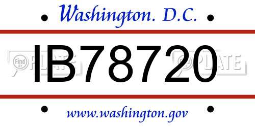 IB78720 District Of Columbia License Plate