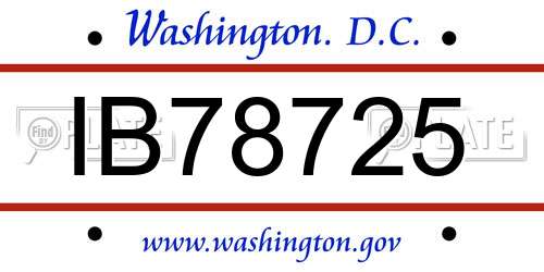 IB78725 District Of Columbia License Plate