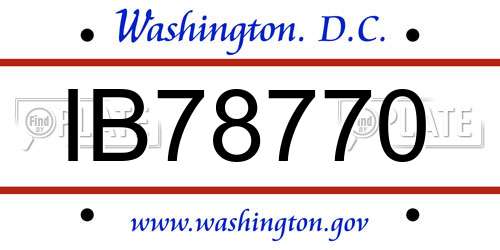 IB78770 District Of Columbia License Plate