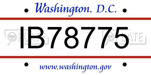 IB78775 District Of Columbia License Plate