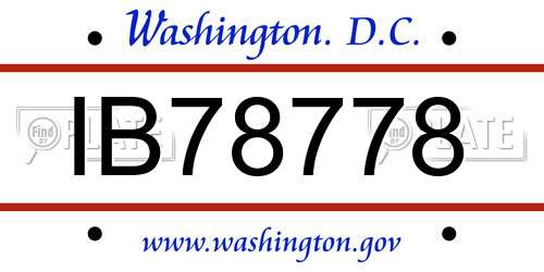IB78778 District Of Columbia License Plate