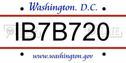 IB7B720 District Of Columbia License Plate