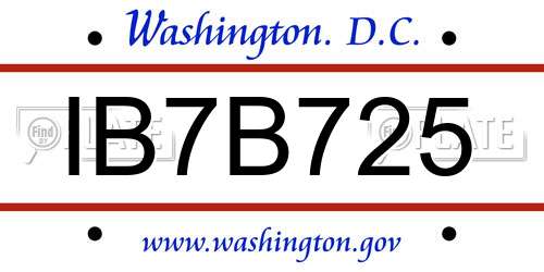 IB7B725 District Of Columbia License Plate