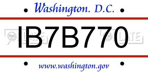 IB7B770 District Of Columbia License Plate