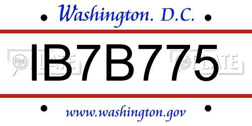 IB7B775 District Of Columbia License Plate