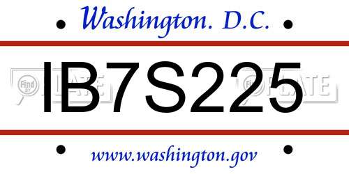 IB7S225 District Of Columbia License Plate
