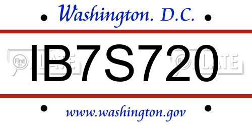 IB7S720 District Of Columbia License Plate
