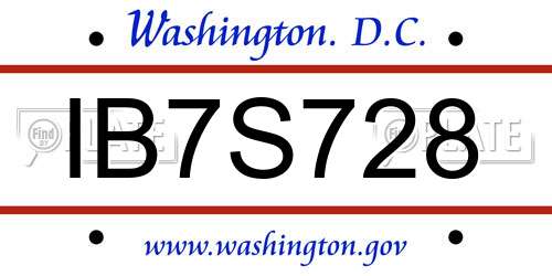 IB7S728 District Of Columbia License Plate