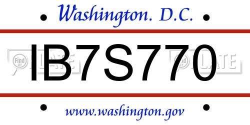 IB7S770 District Of Columbia License Plate