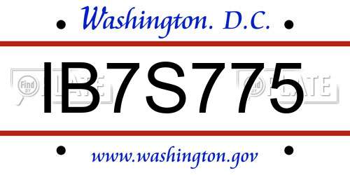 IB7S775 District Of Columbia License Plate