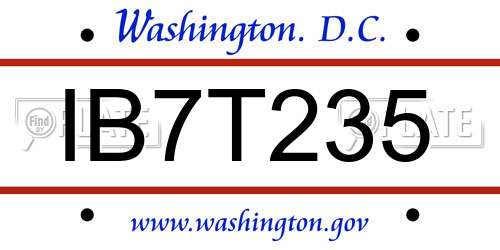 IB7T235 District Of Columbia License Plate