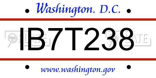 IB7T238 District Of Columbia License Plate