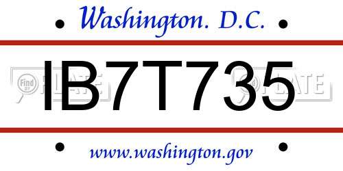 IB7T735 District Of Columbia License Plate