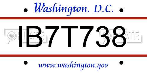 IB7T738 District Of Columbia License Plate