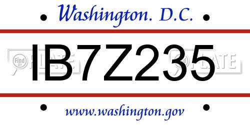 IB7Z235 District Of Columbia License Plate