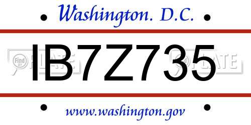 IB7Z735 District Of Columbia License Plate