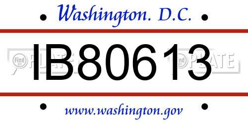 IB80613 District Of Columbia License Plate