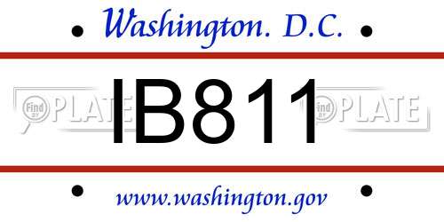 IB811 District Of Columbia License Plate