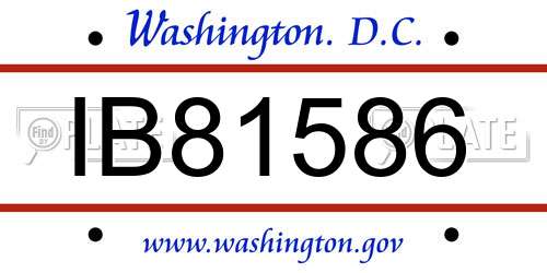 IB81586 District Of Columbia License Plate