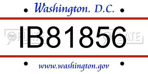 IB81856 District Of Columbia License Plate