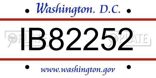 IB82252 District Of Columbia License Plate