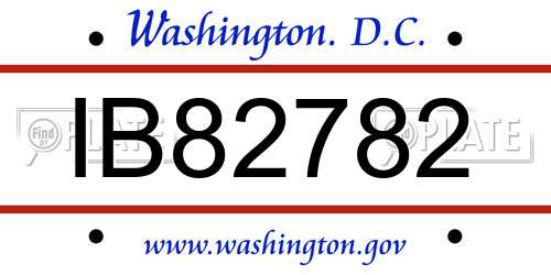 IB82782 District Of Columbia License Plate