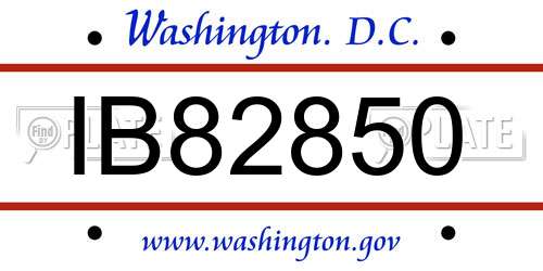 IB82850 District Of Columbia License Plate