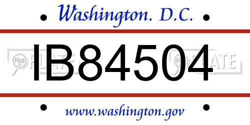IB84504 District Of Columbia License Plate