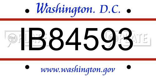 IB84593 District Of Columbia License Plate