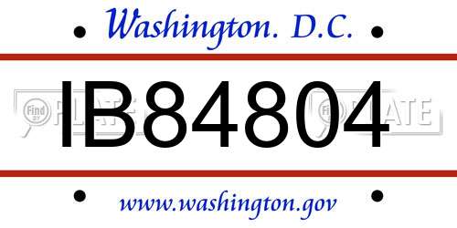 IB84804 District Of Columbia License Plate