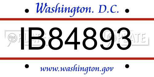 IB84893 District Of Columbia License Plate