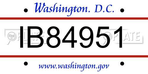 IB84951 District Of Columbia License Plate