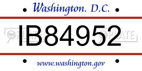 IB84952 District Of Columbia License Plate