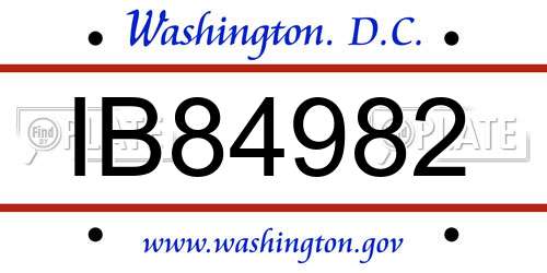 IB84982 District Of Columbia License Plate