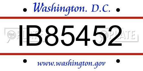IB85452 District Of Columbia License Plate