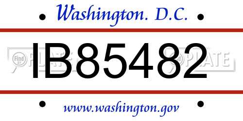IB85482 District Of Columbia License Plate