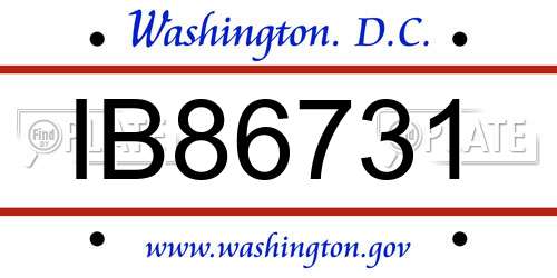 IB86731 District Of Columbia License Plate